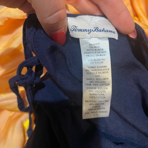 Tommy Bahama Blue Casual Open Slit Shoulder Dress Women’s Size Large length 30” - Picture 2 of 4